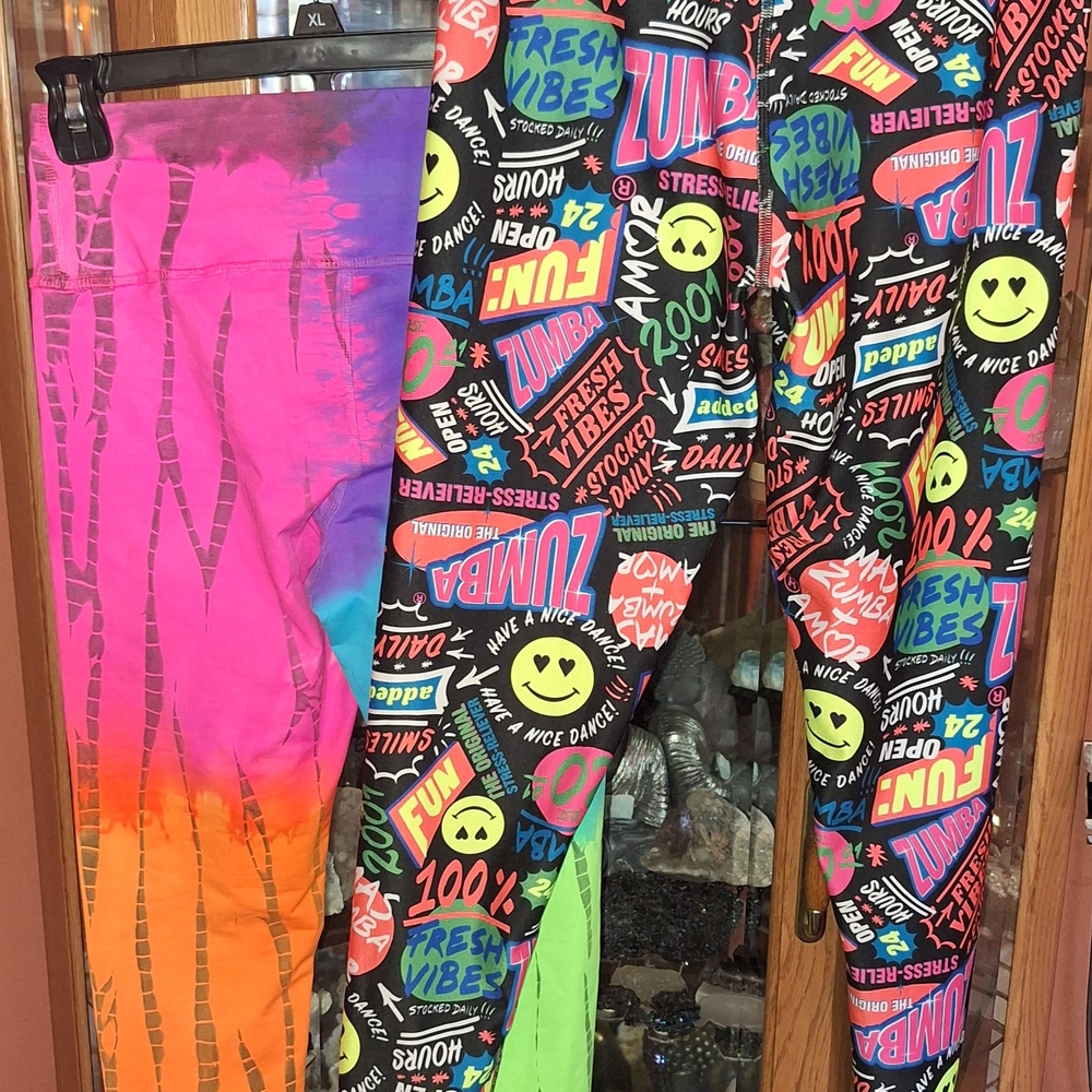 Zumba Fitness Kids Neon Graphic Leggings - Pink, Orange, Blue, Green - Picture 9 of 16